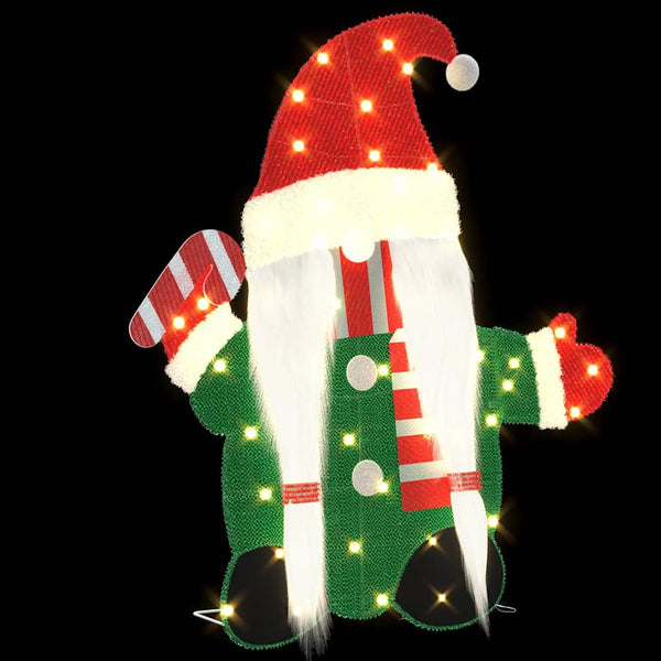 vidaXL Light-Up Gnome with 60 Warm White LEDs 71 x 64 cm Lame Fabric
