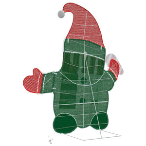 vidaXL Light-Up Gnome with 60 Warm White LEDs 71 x 64 cm Lame Fabric