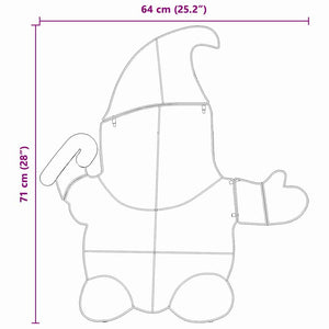 vidaXL Light-Up Gnome with 60 Warm White LEDs 71 x 64 cm Lame Fabric