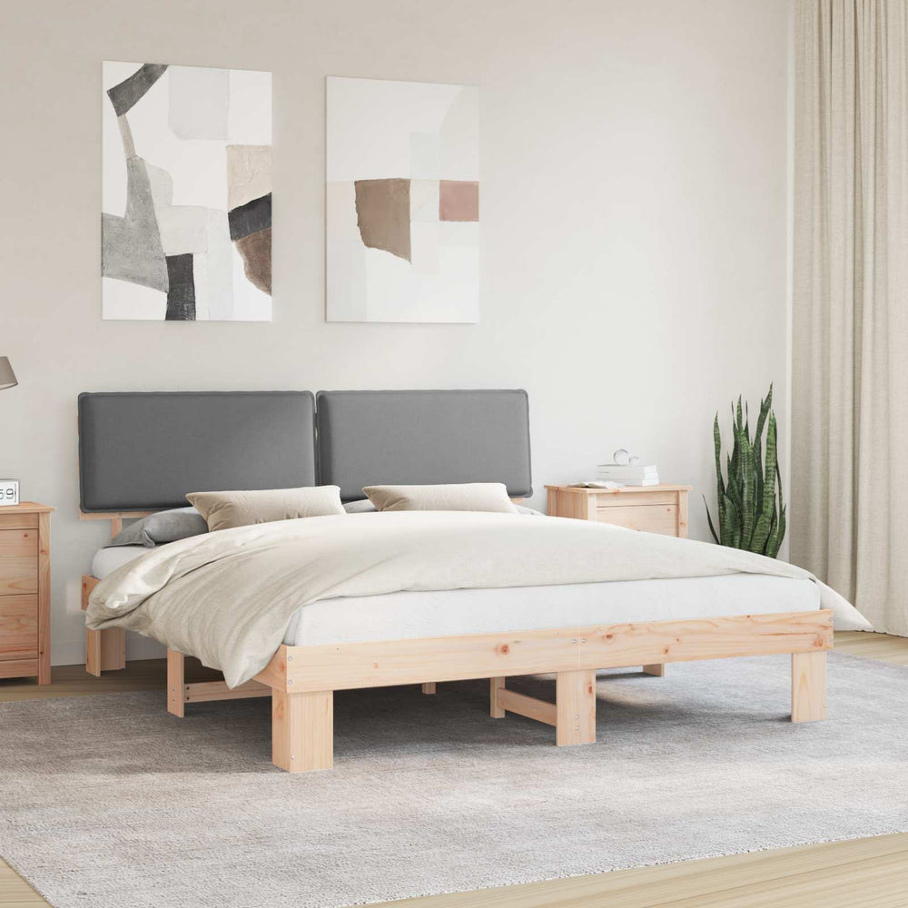 Bettgestell 200x200 cm Hellgrau mit Kopfteil