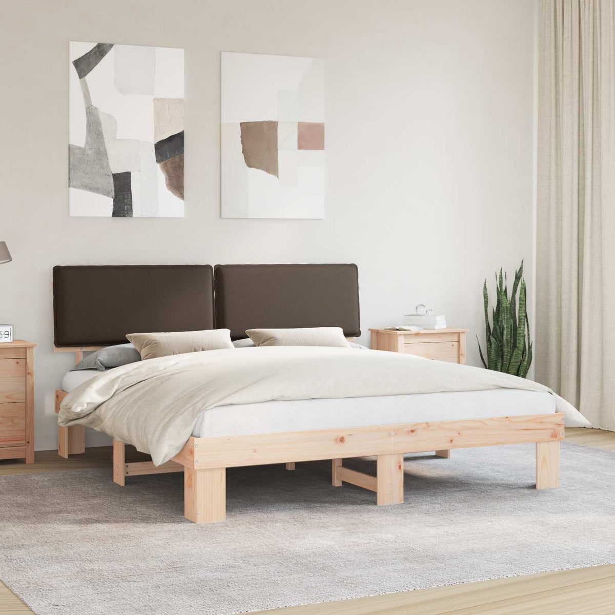 Bettgestell Taupe 200x200 cm mit Kopfteil
