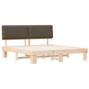 Bettgestell Taupe 200x200 cm mit Kopfteil