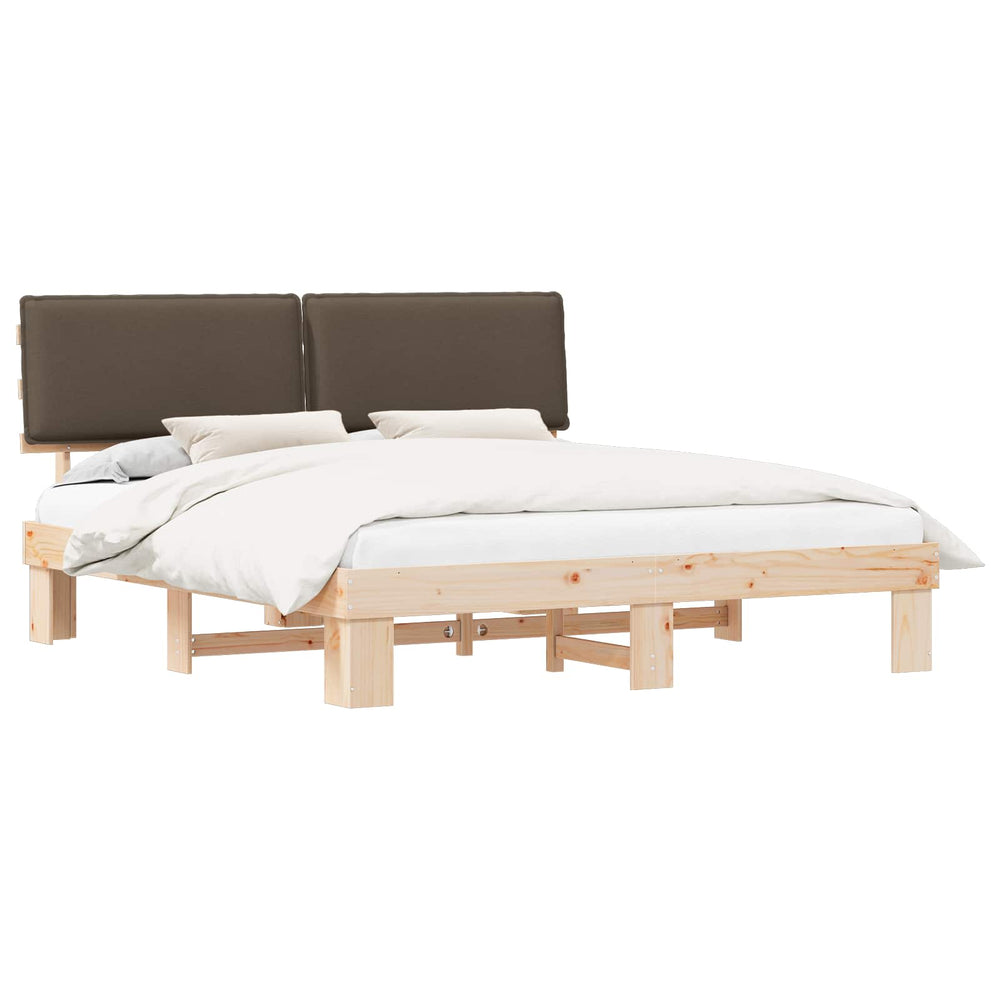 Bettgestell Taupe mit Kopfteil 180x200 cm