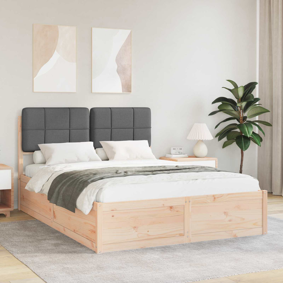 Bettgestell 150x200 cm Dunkelgrau mit Kopfteil
