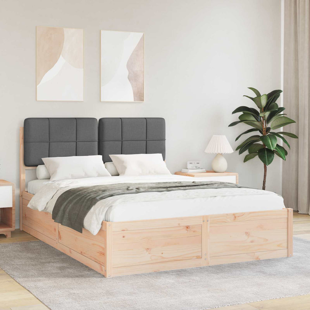 Bettgestell 140x190 cm mit gepolstertem Kopfteil Dunkelgrau
