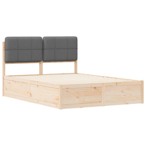 Bettgestell 140x190 cm mit gepolstertem Kopfteil Dunkelgrau