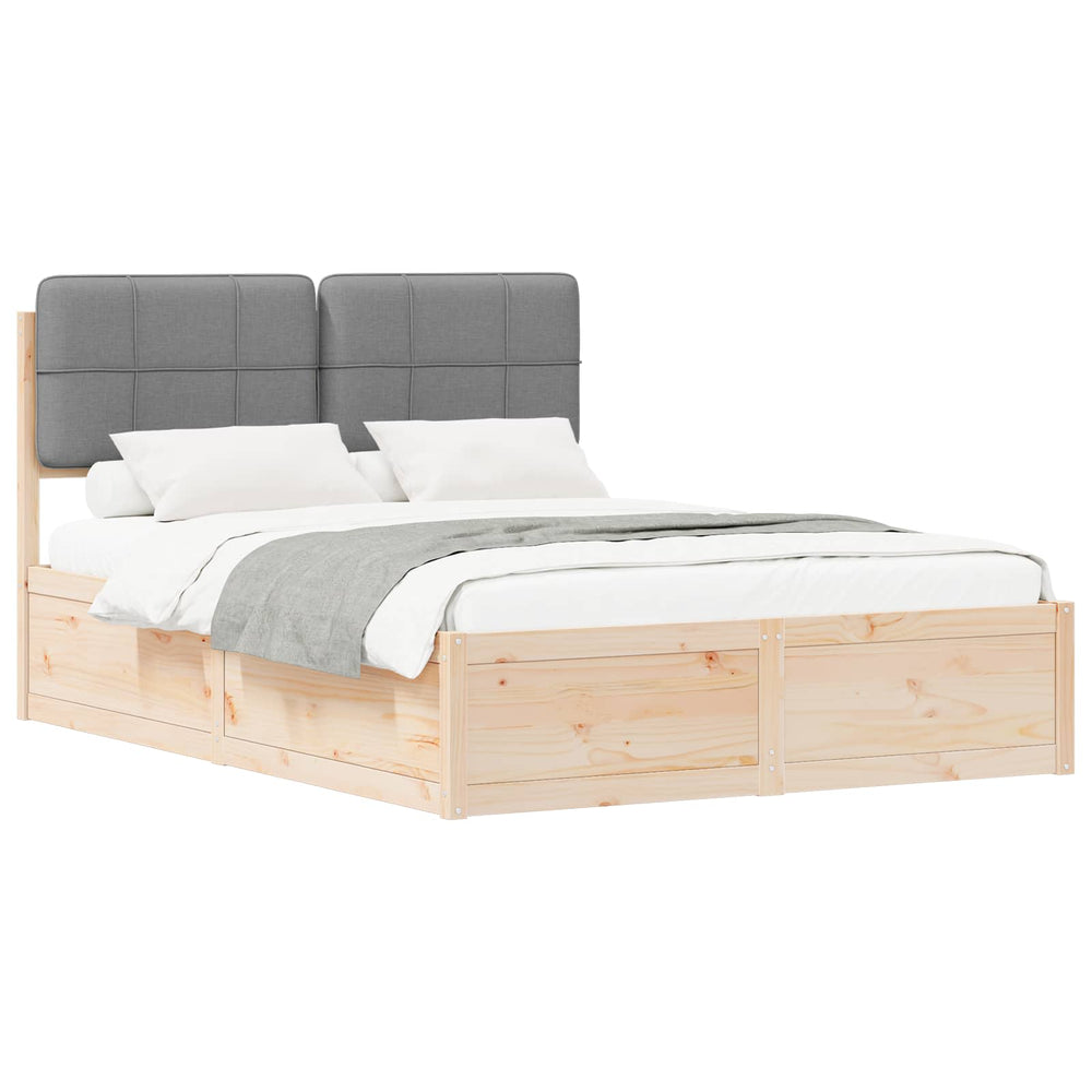 Bettgestell Hellgrau 135x190 cm mit Kopfteil