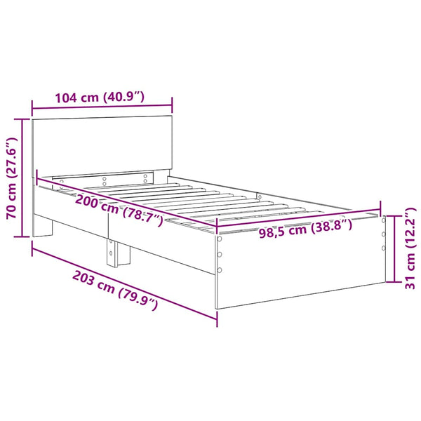 vidaXL Bed Frame Artisan Oak 100 x 200 cm Engineered Wood