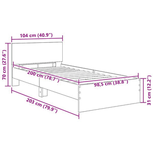 vidaXL Bed Frame Black Oak-Look 100 x 200 cm Engineered Wood