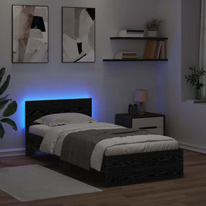 vidaXL Bed Frame Black Oak-Look 90 x 200 cm Engineered Wood