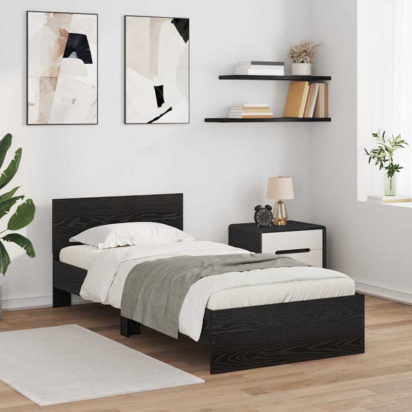 vidaXL Bed Frame Black Oak-Look 90 x 200 cm Engineered Wood