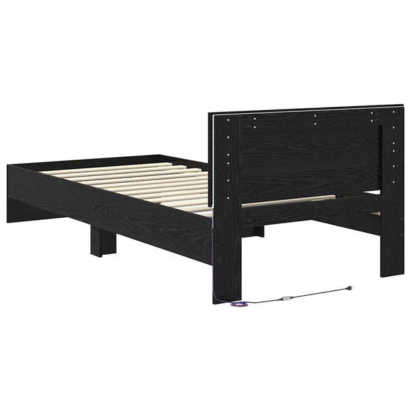 vidaXL Bed Frame Black Oak-Look 90 x 200 cm Engineered Wood
