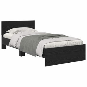 vidaXL Bed Frame Black Oak-Look 90 x 200 cm Engineered Wood