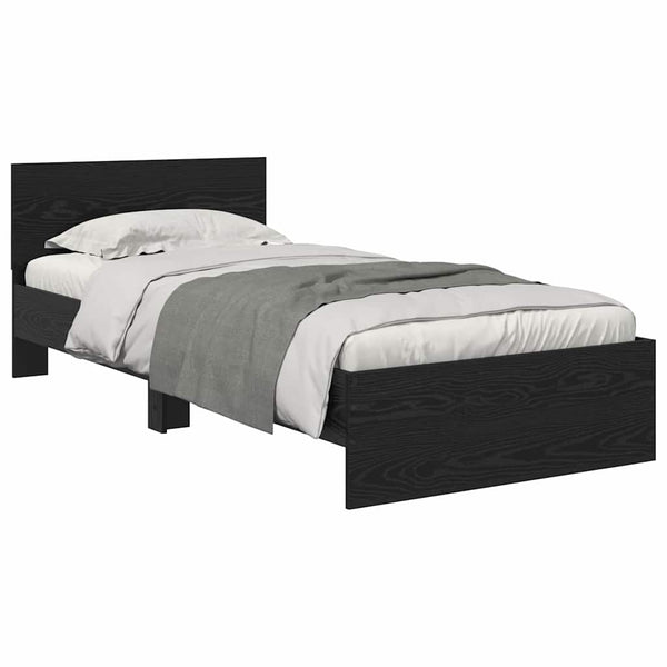 vidaXL Bed Frame Black Oak-Look 90 x 200 cm Engineered Wood