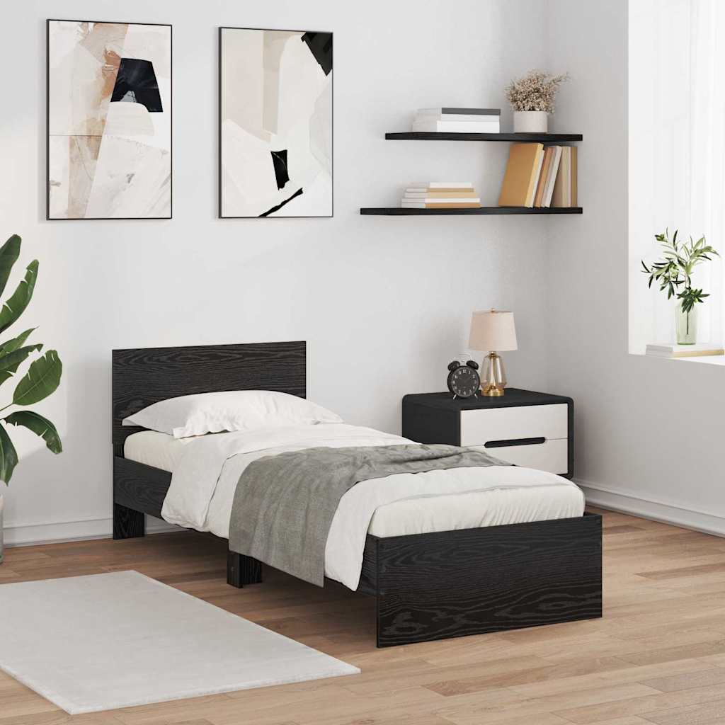 Bettrahmen 75x190 cm Schwarz Eichenoptik