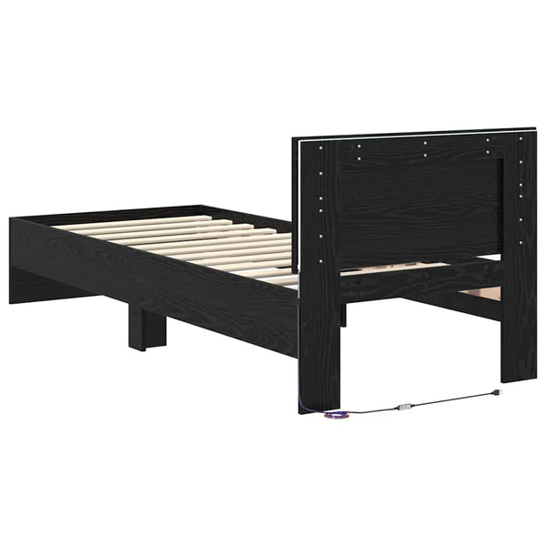 Bettrahmen 75x190 cm Schwarz Eichenoptik