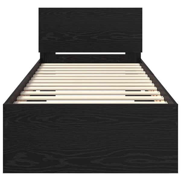 Bettrahmen 75x190 cm Schwarz Eichenoptik