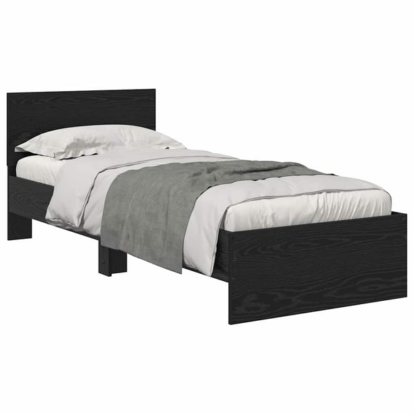 Bettrahmen 75x190 cm Schwarz Eichenoptik