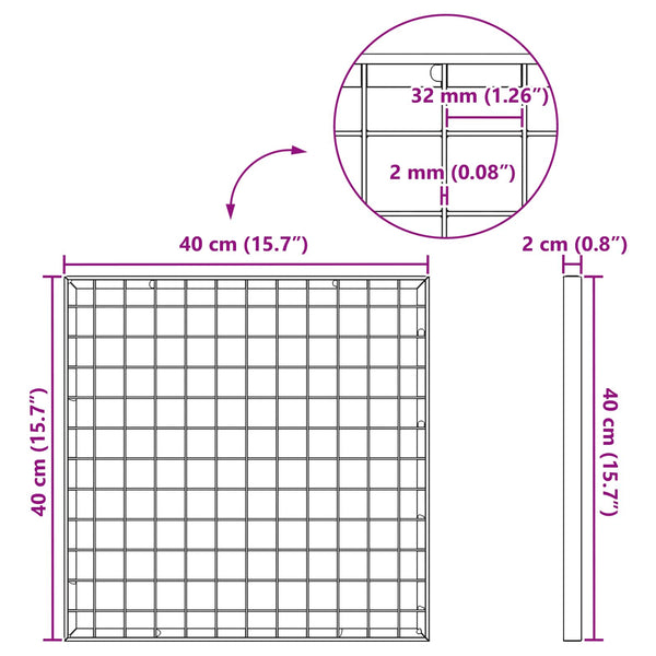 vidaXL Grating Silver 40 x 40 x 2 cm Hot-Dip Galvanized Steel