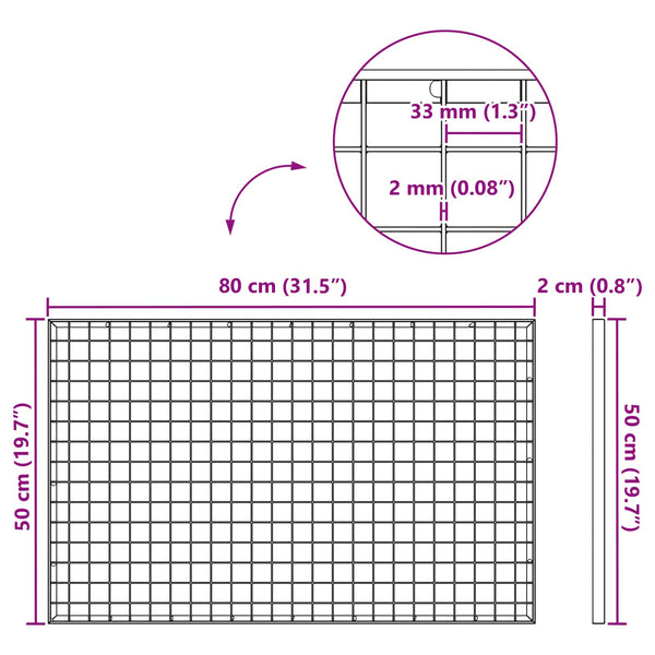 vidaXL Grate Silver 80 x 50 x 2 cm Hot-dip Galvanized Steel