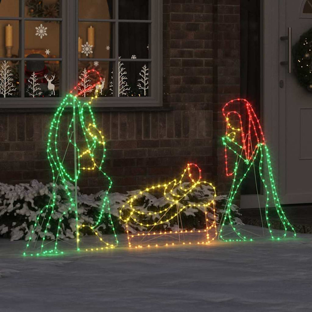 vidaXL Lighted Nativity Scene Multicolour 112 x 71.5 cm PVC
