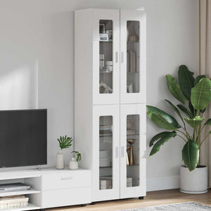 vidaXL Highboard FLORIN High Gloss White 60 x 35 x 182 cm Engineered Wood