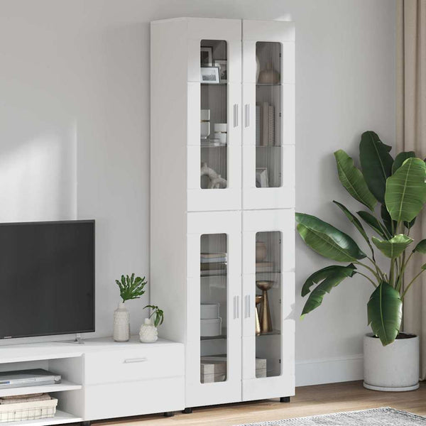 vidaXL Highboard FLORIN High Gloss White 60 x 35 x 182 cm Engineered Wood