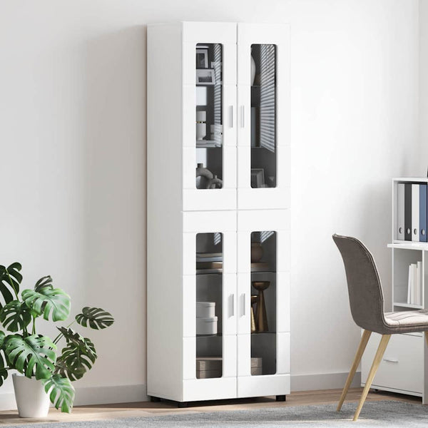 vidaXL Highboard FLORIN High Gloss White 60 x 35 x 182 cm Engineered Wood