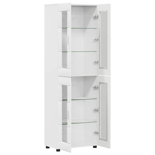 vidaXL Highboard FLORIN High Gloss White 60 x 35 x 182 cm Engineered Wood