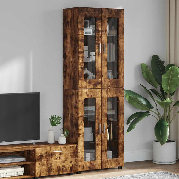 vidaXL Highboard with Shelf FLORIN Smoked Oak 60 x 35 x 182 cm