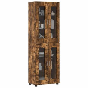 vidaXL Highboard with Shelf FLORIN Smoked Oak 60 x 35 x 182 cm