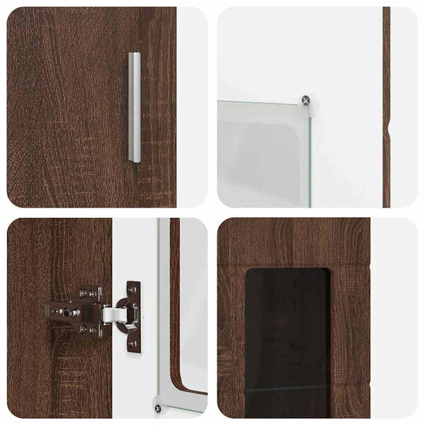 vidaXL Highboard with Shelf FLORIN Brown Oak Look 60 x 35 x 182 cm