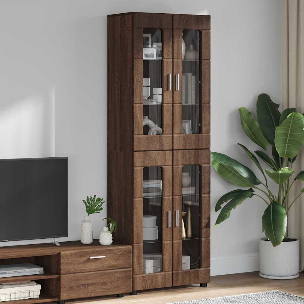 vidaXL Highboard with Shelf FLORIN Brown Oak Look 60 x 35 x 182 cm