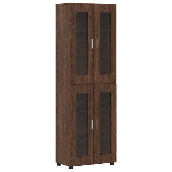vidaXL Highboard with Shelf FLORIN Brown Oak Look 60 x 35 x 182 cm