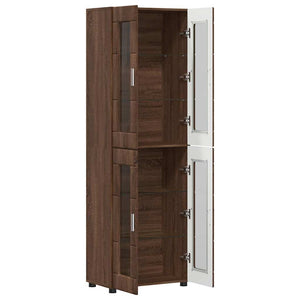 vidaXL Highboard with Shelf FLORIN Brown Oak Look 60 x 35 x 182 cm