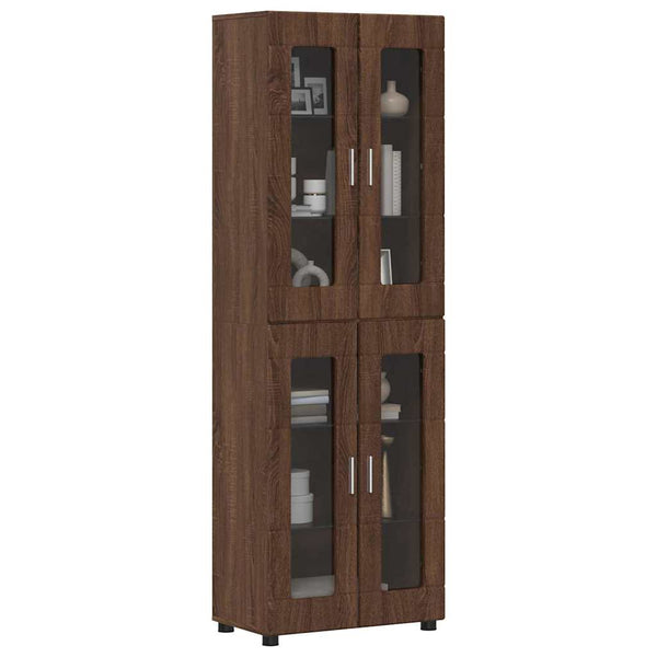 vidaXL Highboard with Shelf FLORIN Brown Oak Look 60 x 35 x 182 cm