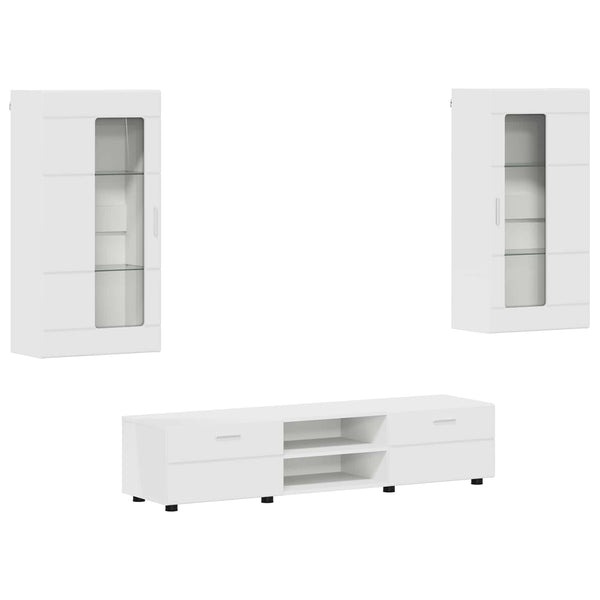 vidaXL TV Cabinet Set with Drawers FLORIN 3 pcs White Engineered Wood