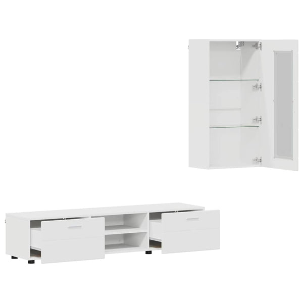 vidaXL TV Cabinet Set with Drawers FLORIN 3 pcs White Engineered Wood
