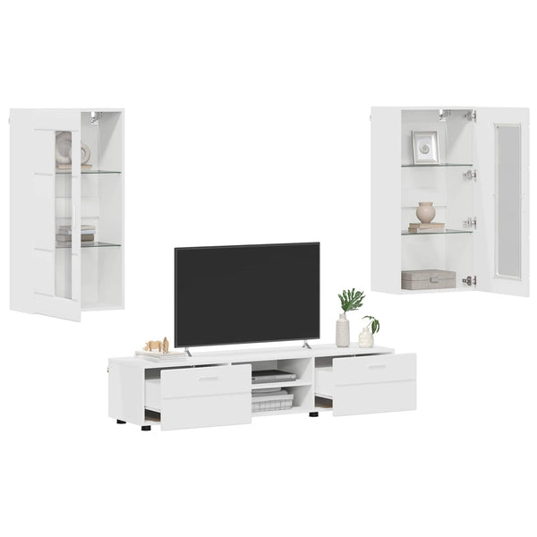 vidaXL TV Cabinet Set with Drawers FLORIN 3 pcs White Engineered Wood