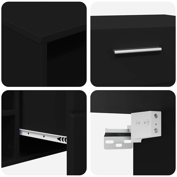 vidaXL TV Cabinet Set with Drawers FLORIN 3 pcs Black Engineered Wood