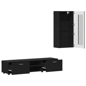 vidaXL TV Cabinet Set with Drawers FLORIN 3 pcs Black Engineered Wood