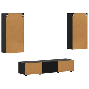 vidaXL TV Cabinet Set with Drawers FLORIN 3 pcs Black Engineered Wood