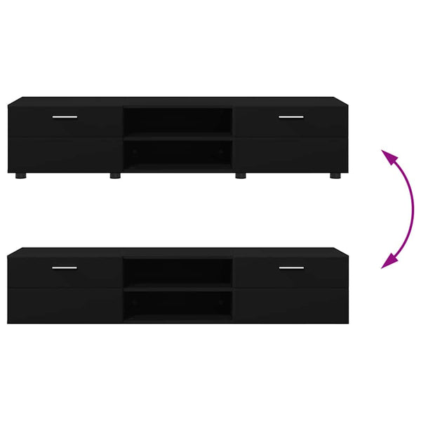 vidaXL TV Cabinet Set with Drawers FLORIN 3 pcs Black Engineered Wood