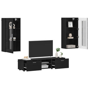 vidaXL TV Cabinet Set with Drawers FLORIN 3 pcs Black Engineered Wood