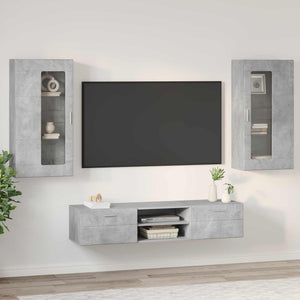 TV-Schrank Set mit Regal Beton Grau