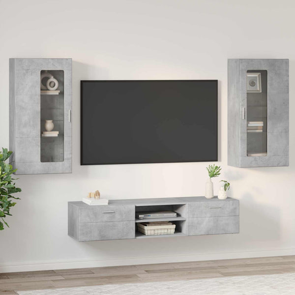 TV-Schrank Set mit Regal Beton Grau