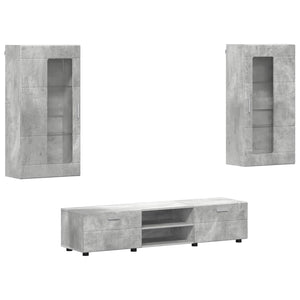 TV-Schrank Set mit Regal Beton Grau