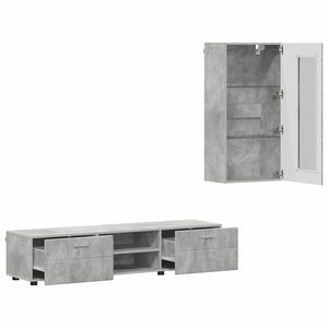 TV-Schrank Set mit Regal Beton Grau