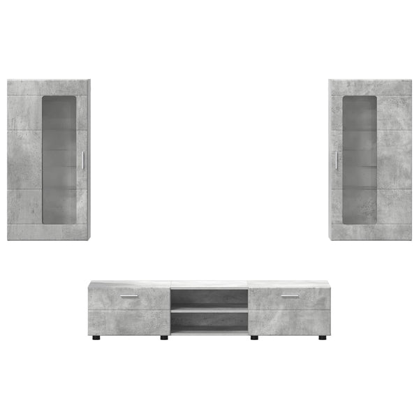 TV-Schrank Set mit Regal Beton Grau