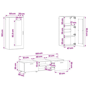 TV-Schrank Set mit Regal Beton Grau